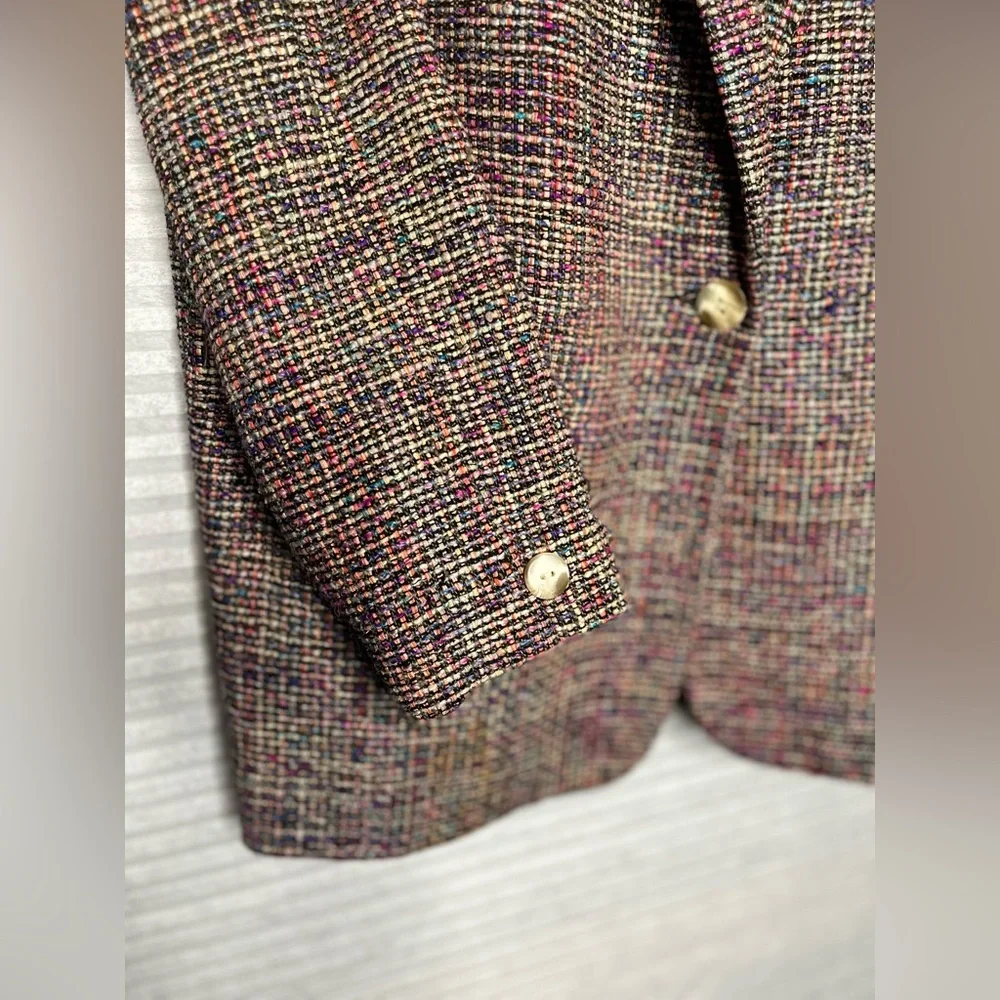 AMBIANCE New York Vintage Tweed Silk Women’s Blazer Jacket multicolor size M - Picture 9 of 14